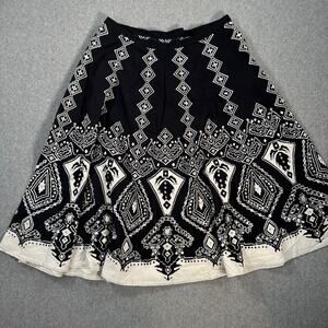 Mlle Gabrielle Flare Skirt Women's Small Black/Ivory Sequins Cotton Swing Twirl